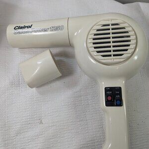 Vintage Clairol Salon Power 1250 hair dryer IPD-1  w/ diffuser attachment white‎
